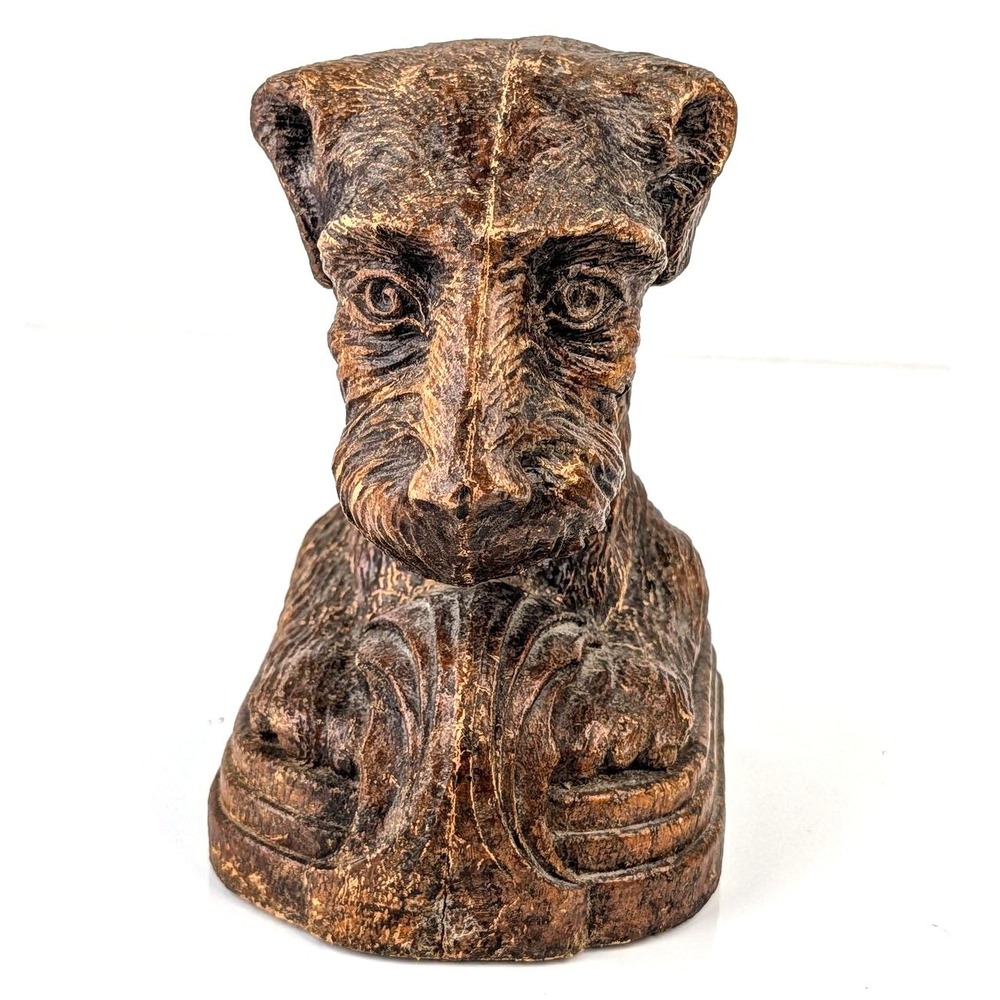 Vintage SyrocoWood Terrier Dog Bust Figurine Mid Century Syracuse NY Brown 6"